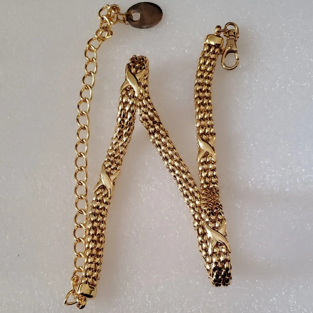 🤩Elegant Gold And Silver With X Decoration Chain Belt Total Length 38